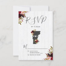 RSVP de Casamento Russo de Destino do Estado Vermo