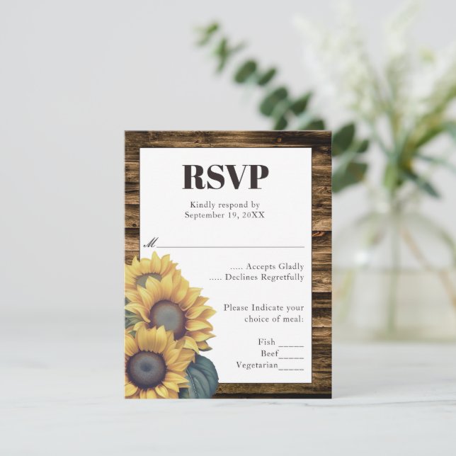 RSVP de Casamento Russo de Girassol (Em pé/Frente)