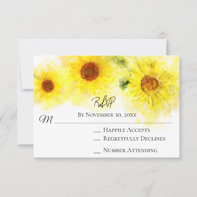 *~* RSVP de Casamento Russo de Girassol Amarelo (Frente)