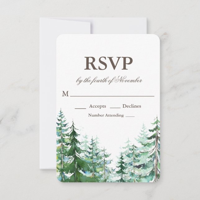 RSVP de Casamento Russo Fir Tree (Frente)