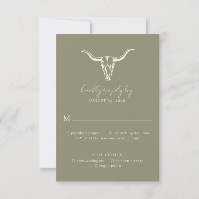 RSVP de Casamento Russo Simples de Cabeça de Vaca (Frente)