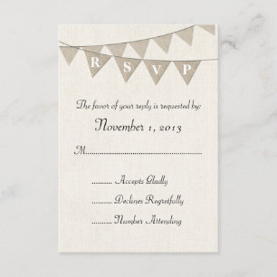 RSVP de Casamento Rustic Burlap Pennant