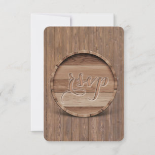 RSVP de Casamento Rustic Carved Wooden Barrel