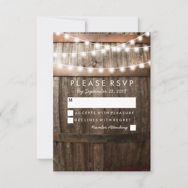 RSVP de Casamento Rustic Country | String de luzes (Frente)