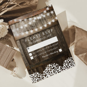 RSVP de Casamento Rustic Country   String de luzes