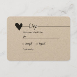 RSVP de Casamento Rustic Kraft, caligrafia