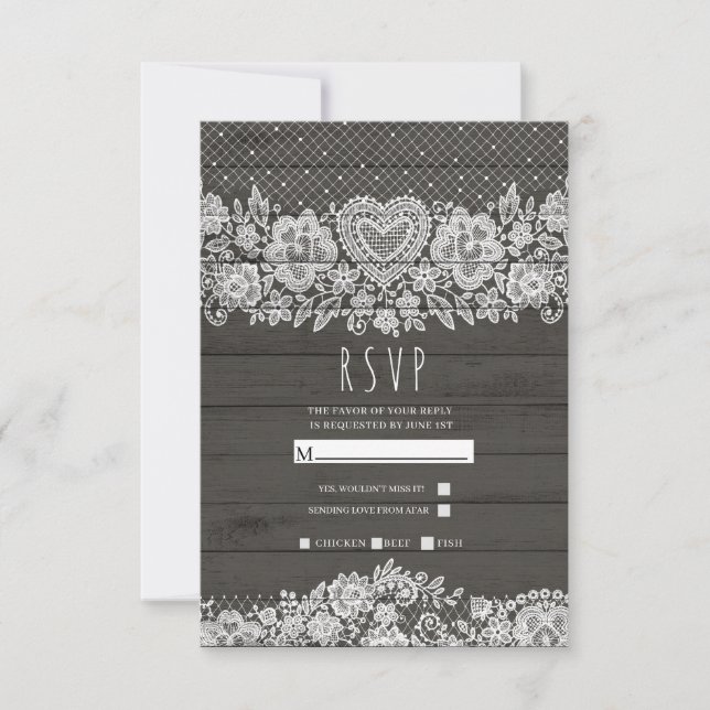 RSVP de Casamento Rústico em Madeira Branca Fazend (Frente)
