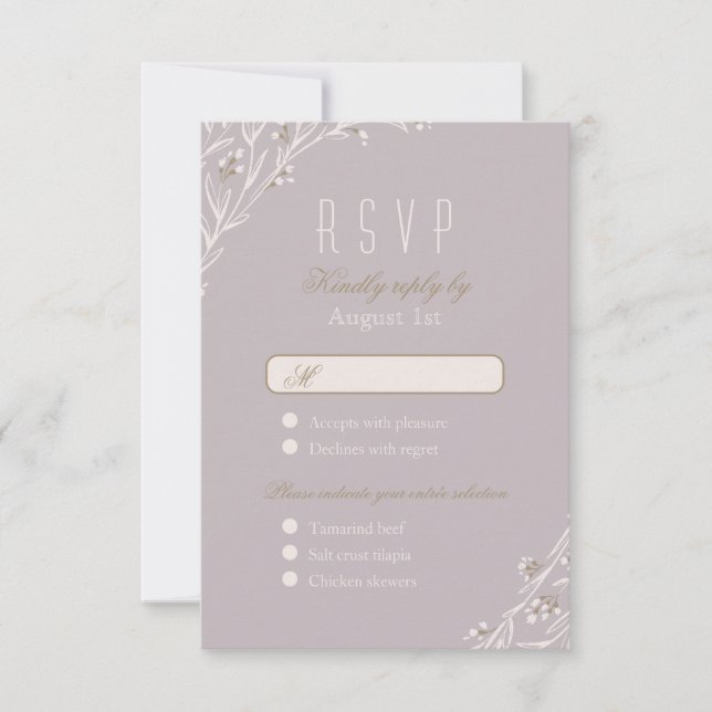 RSVP de casamento Rústico floral Elegante (Frente)