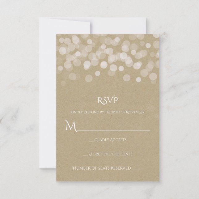 RSVP de casamento rústico simples em papel pardo (Frente)