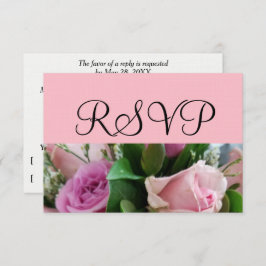 RSVP de Casamento Silver de Buquê Rosa Rosa Suave