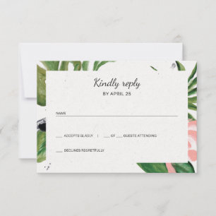 RSVP de casamento simples de flores tropicais