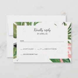 RSVP de casamento simples de flores tropicais