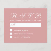RSVP de Casamento Simples de Script com Rosa Rosa 