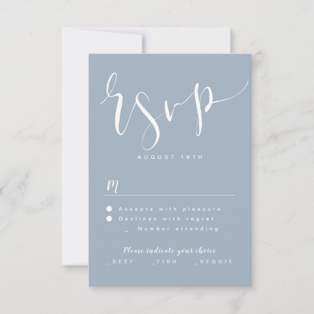 RSVP de casamento Simples de Script Moderno Dusty  (Frente)