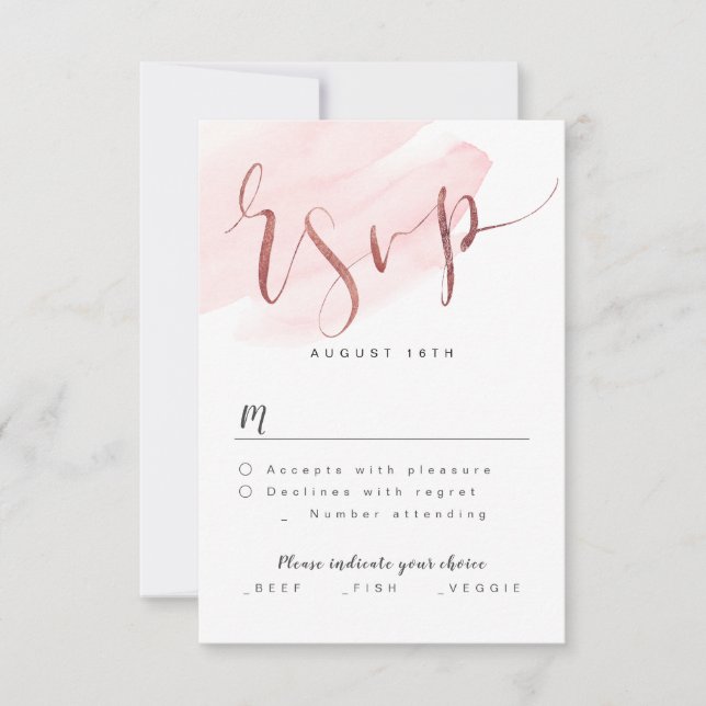 RSVP de casamento Simples do Blush Modern de Blush (Frente)