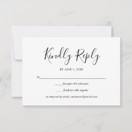RSVP de casamento simples e elegante em preto e br