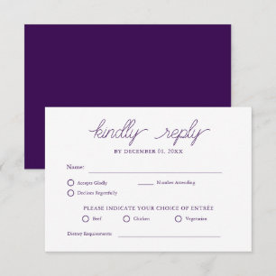 RSVP de Casamento Simples e Roxo Elegante Minimali