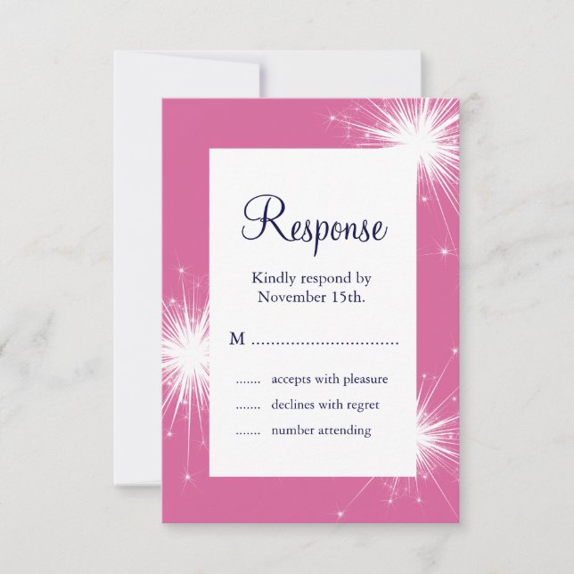 RSVP de Casamento Sparkler (rosa) (Frente)