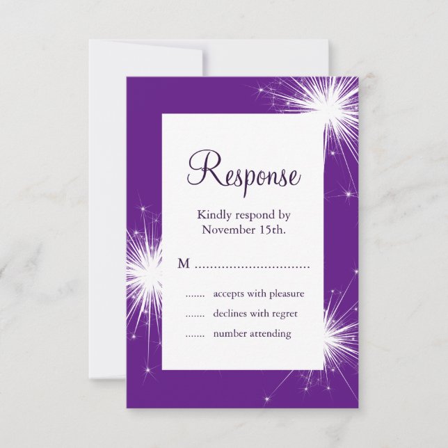 RSVP de Casamento Sparkler (roxo) (Frente)