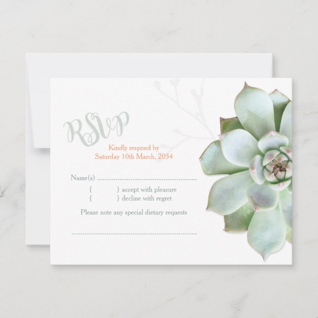 RSVP de Casamento Suculento do País Elegante (Frente)