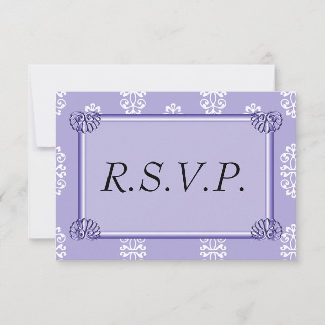 RSVP de Casamento tema damasco Azul Violet (Frente)