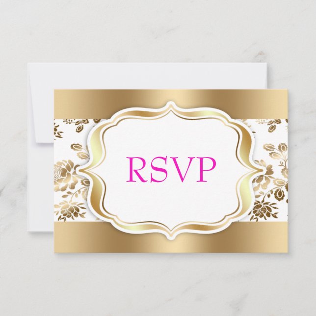 RSVP de Casamento tema damasco Floral (Frente)