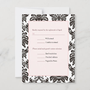RSVP de Casamento tema damasco Rosa Moderno