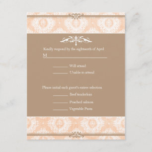 RSVP de Casamento tema damasco Victoria Rosa
