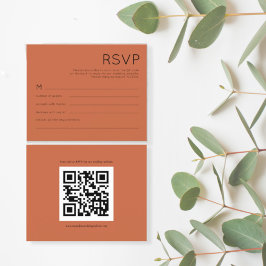 RSVP de Casamento Terracotta Simples Código QR Orç