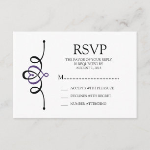 RSVP de Casamento Tradicional com Púrpura do Coraç