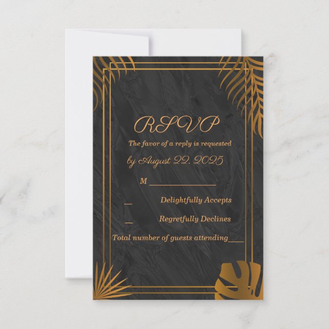 RSVP de Casamento Tropical de Frame Geométrico de  (Frente)