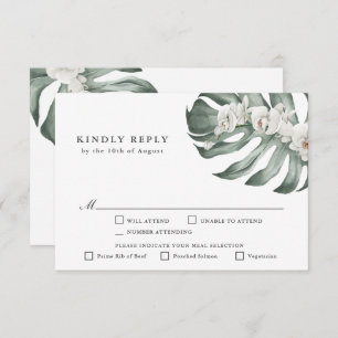 RSVP de Casamento Tropical de Orquídeas Brancas co