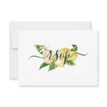 RSVP de casamento tropical limão aquarela único