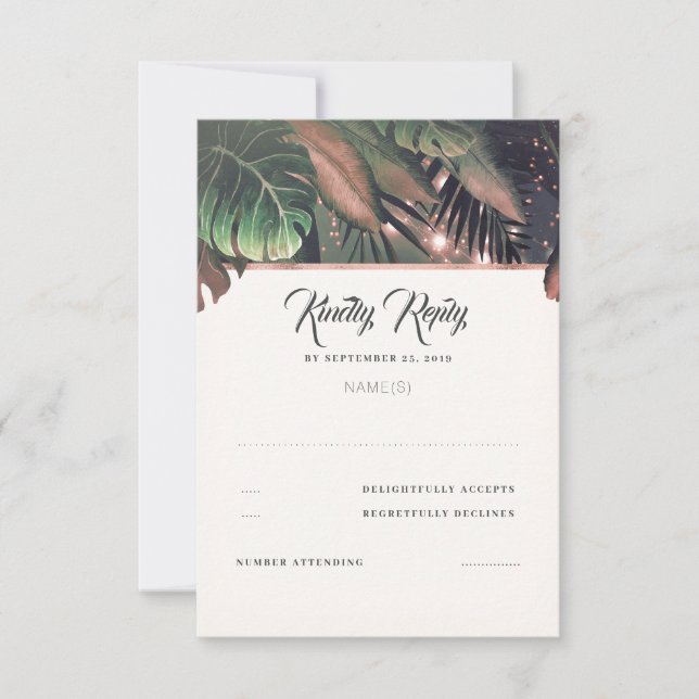 RSVP de Casamento Tropical Palm Beach (Frente)