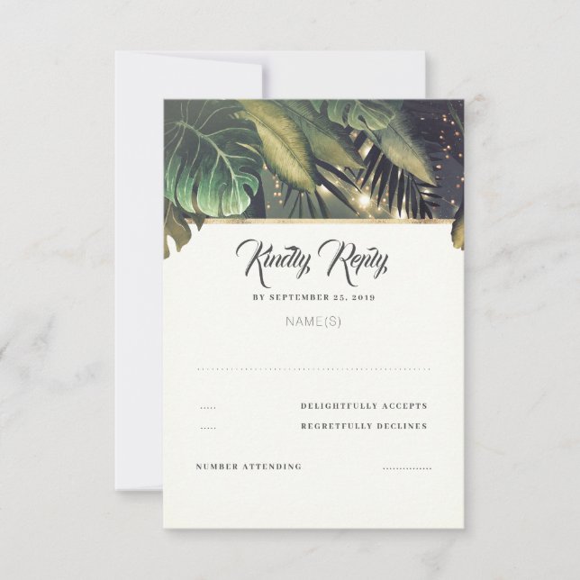 RSVP de Casamento Tropical Palm Beach (Frente)