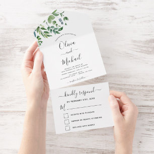 RSVP de Casamento Verde Botânico de Orçamento