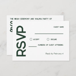 RSVP de Casamento Verde Branco Multão e Minimalist