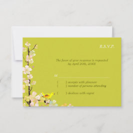 RSVP de Casamento Verde da Apple Bird Whimsical
