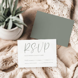 RSVP de Casamento Verde de Branca e Sábio Moderno