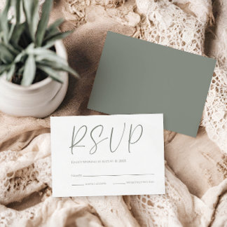 RSVP de Casamento Verde de Branca e Sábio Moderno