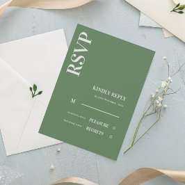 RSVP de Casamento Verde de Sage Minimalista Contem