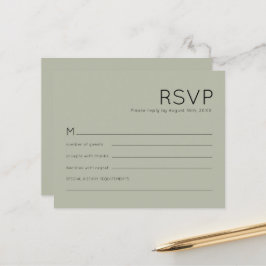 RSVP de Casamento Verde de Sage Simples de Orçamen