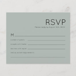 RSVP de Casamento Verde de Silvery Simples Sage