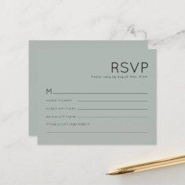 RSVP de Casamento Verde de Silvery Simples Sage