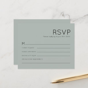 RSVP de Casamento Verde de Silvery Simples Sage