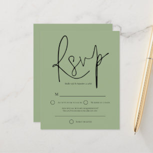 RSVP de Casamento Verde do Script de Orçamento