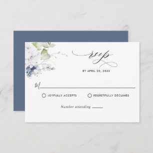 RSVP de Casamento Verde e Azul-Marinho Elegante