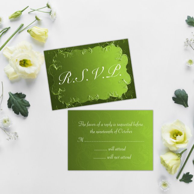 RSVP de Casamento Verde Elegante (Criador carregado)