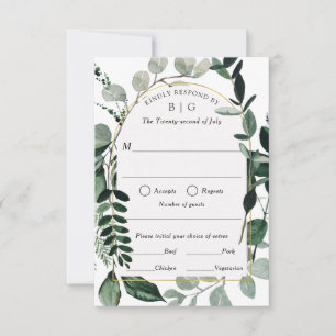 RSVP de Casamento Verde Moderno com escolha de ref