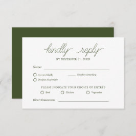 RSVP de Casamento Verde Oleícola Minimalista Elega